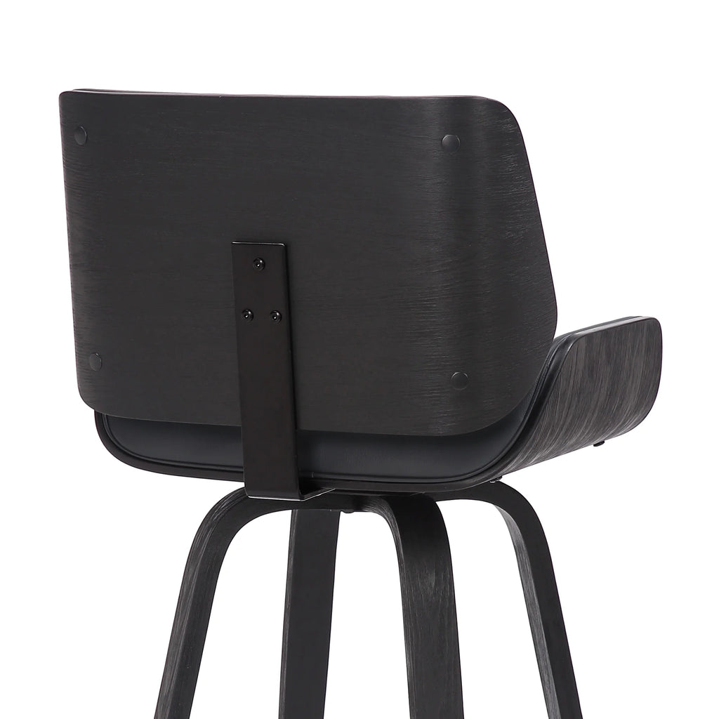 Faux Leather Wood Swivel Counter Stool in Gray/Black W363