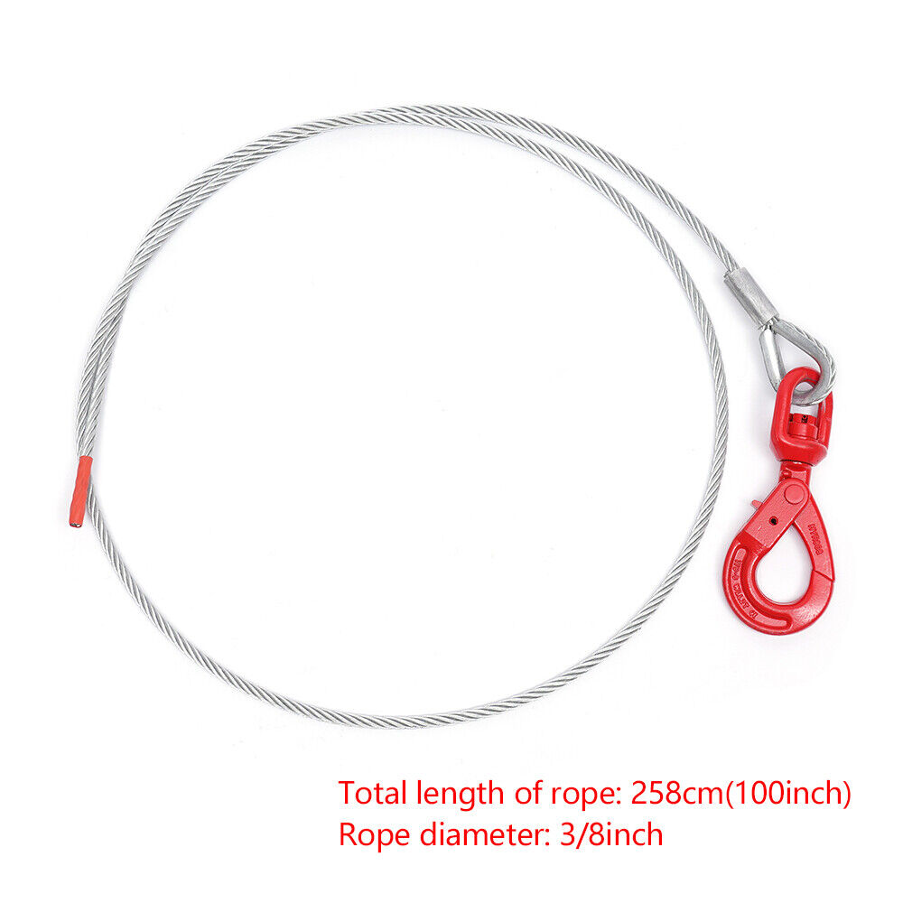 3/8" x 100" Steel Core Wire Rope Winch Cable with Swivel Hook T4250
