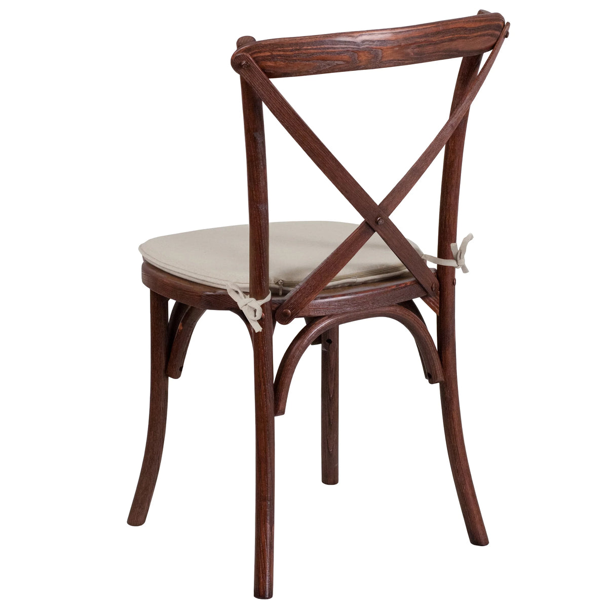 Mahogany Finish Wooden Cross Back Dining Chair with Cushion U801