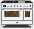 48 Dual Fuel Propane Gas Range in White with Chrome Trim F360