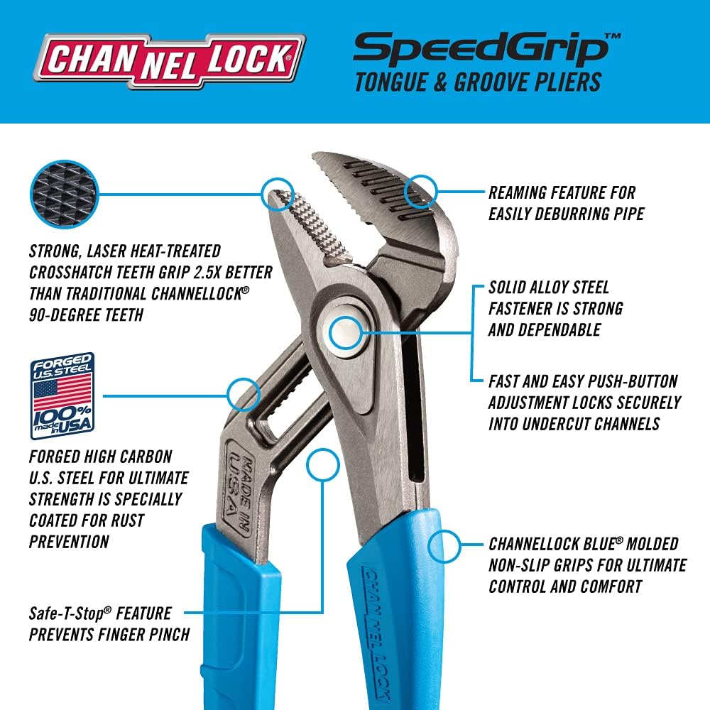 2pc Tongue & Groove Pliers Set, Forged High Carbon Steel Y19689