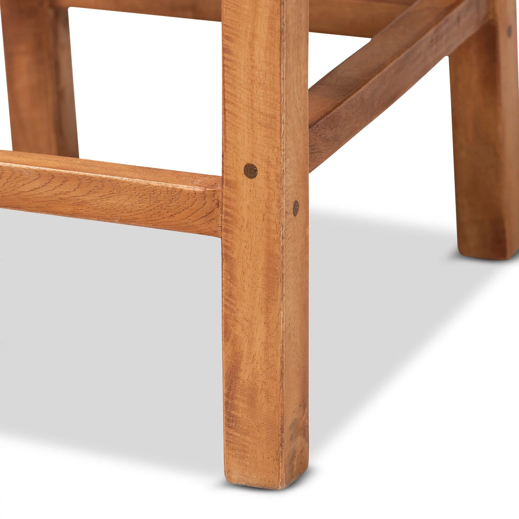 Natural Rattan and Walnut Brown Wood Counter Stool B240775