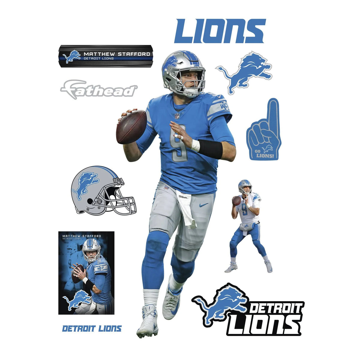 Officially Licensed NFL Removable Wall Decal Giant Athlete + 2 Wall Decals O363243