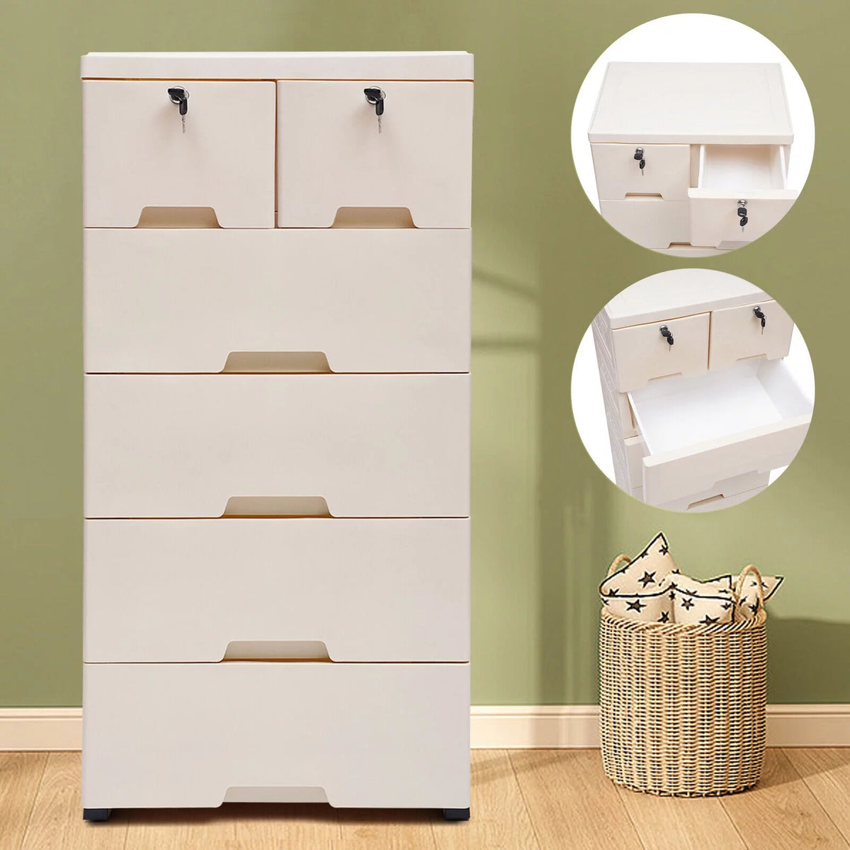 Lockable 6 Drawers Storage Cabinet R5238