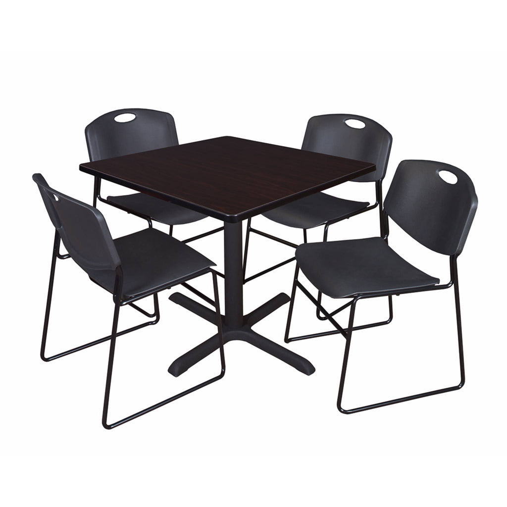36x22 Square Breakroom Table with 4 Stack Chairs Y98305