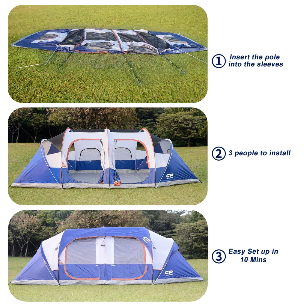 12 Person Waterproof 3 Room Camping Tent C7792