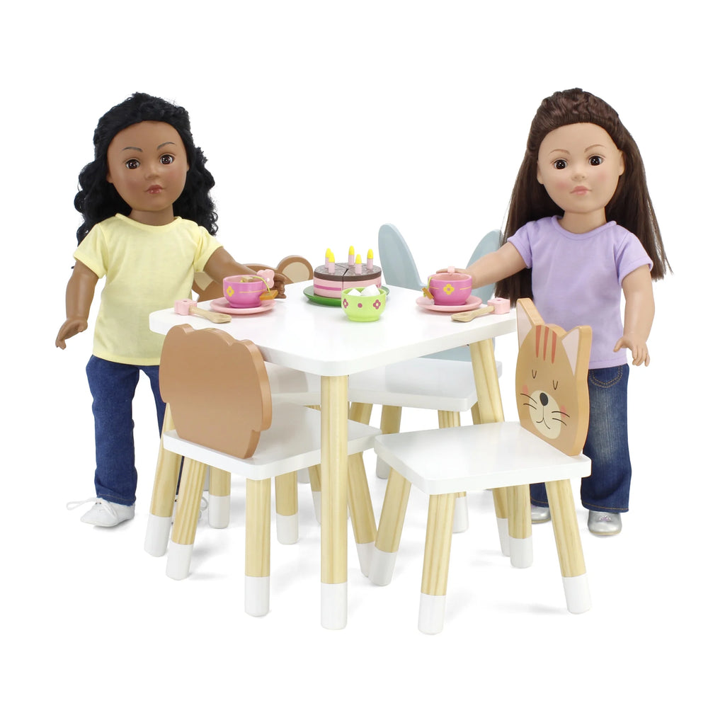 18 Inch Doll Wooden Kitchen Table and 4 Chair Dining Set X347