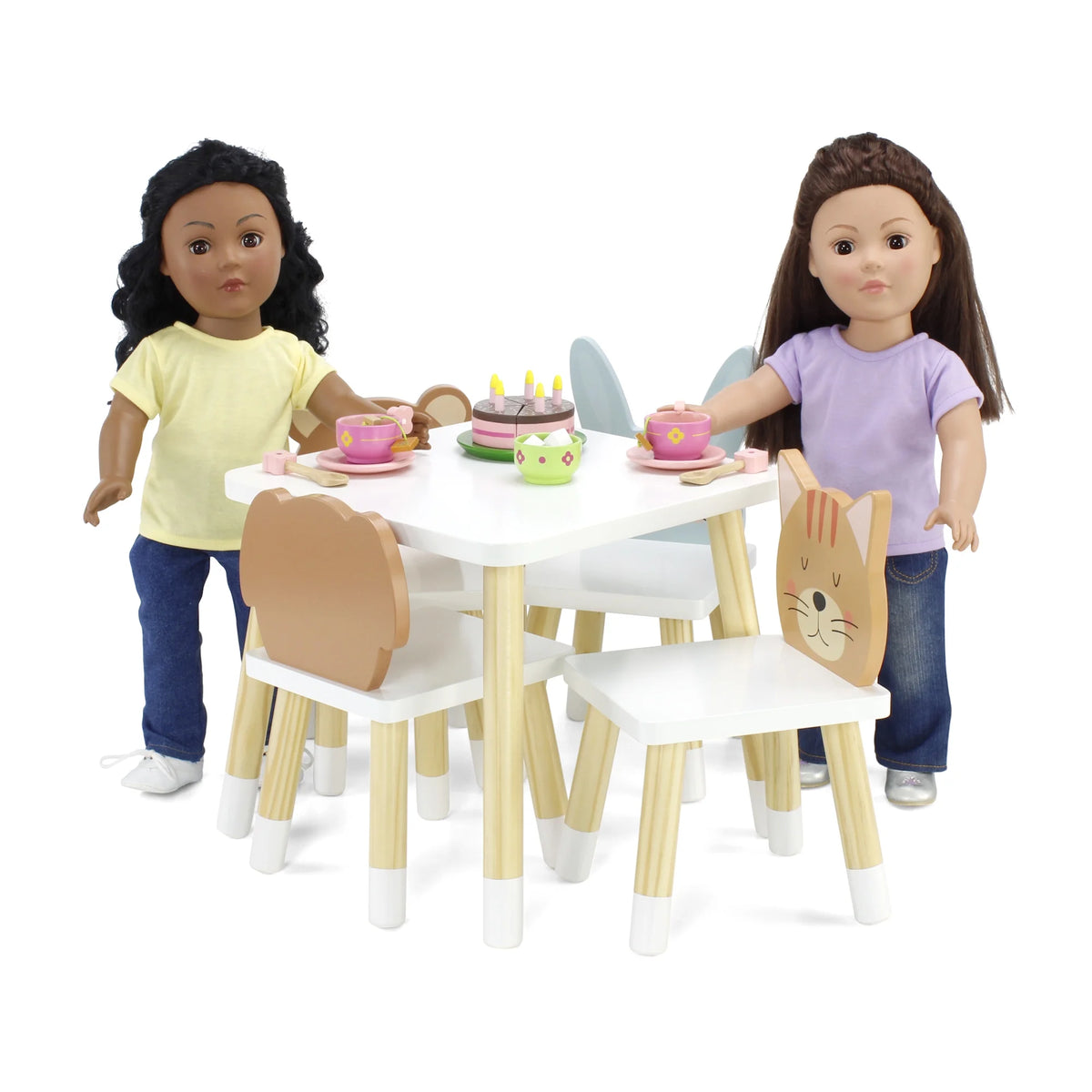 18 Inch Doll Wooden Kitchen Table and 4 Chair Dining Set X347