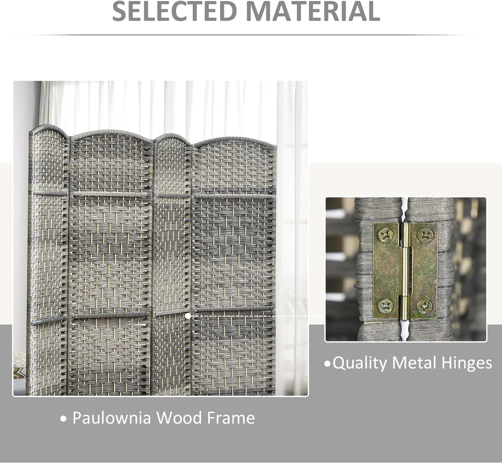 6' Tall Hand-Woven Room Divider in Mixed Gray B849896