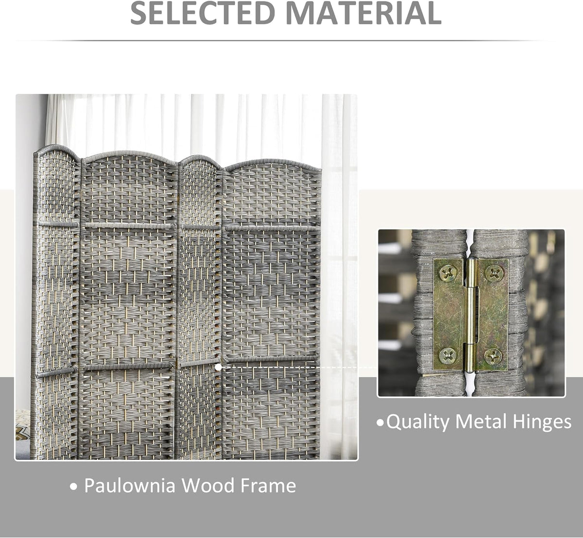 6' Tall Hand-Woven Room Divider in Mixed Gray B849896