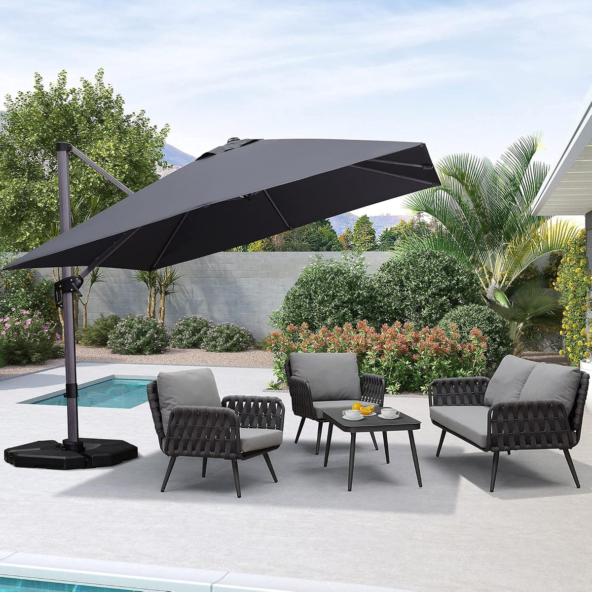 10 FT Square Wind Resistant Cantilever Patio Umbrella F44375