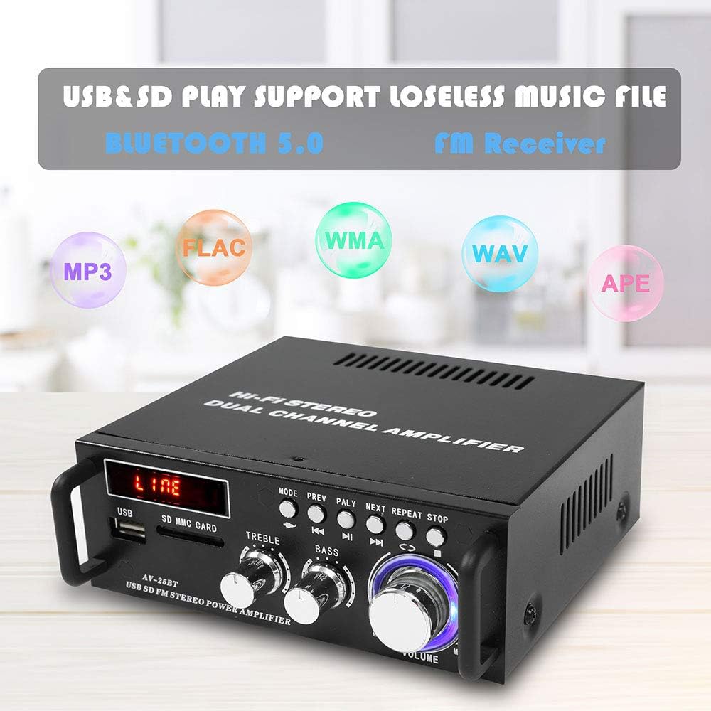 Wireless Bluetooth 5.0 Stereo Amplifier System, 200W Dual Channel Audio Receiver with Remote Control, Pack of 2 A439047