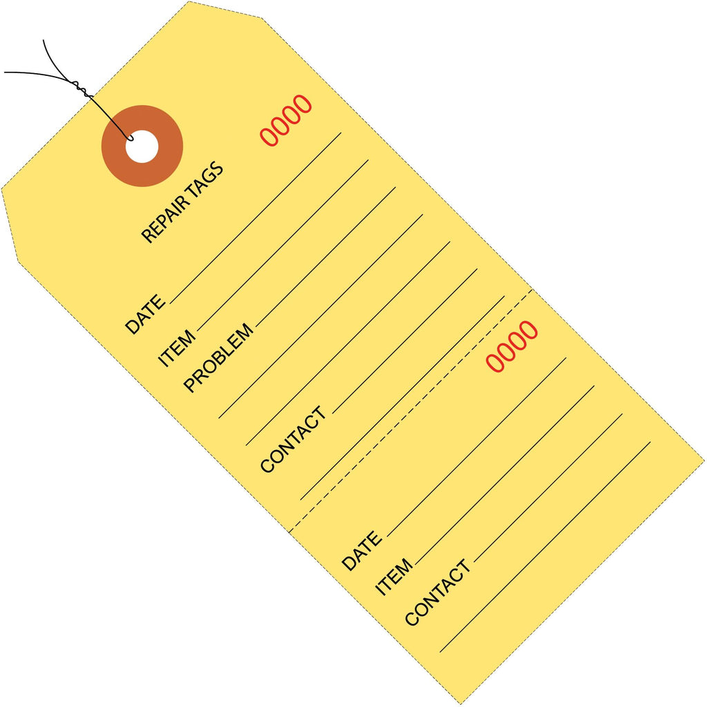 Yellow Repair Tags Consecutively Numbered V36249