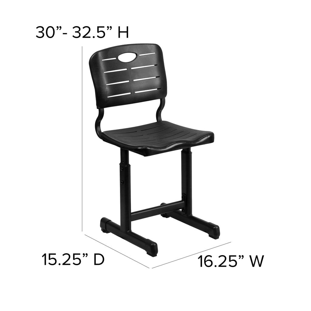 Adjustable Height Black Student Chair with Pedestal Frame V8366