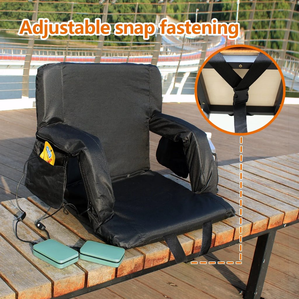 Double Heated Stadium Seat with Back Support, 21" Extra Wide Folded Bleacher Chair H97950