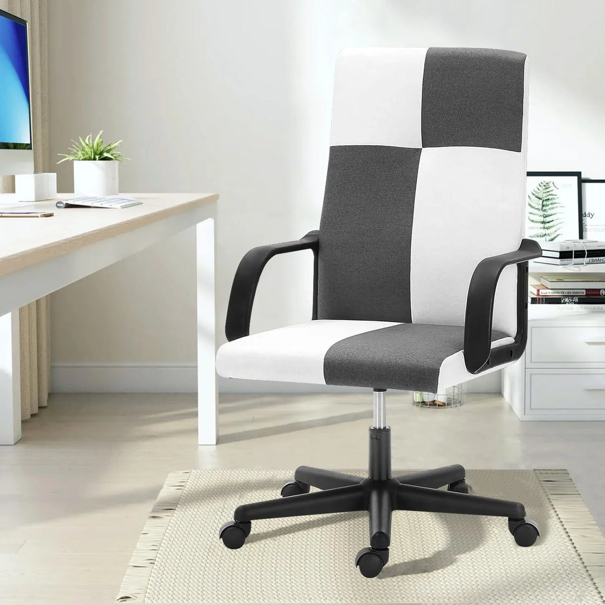Ergonomic High Back PU Leather Swivel Rolling Office Chair with Flip-up Armrests N962878