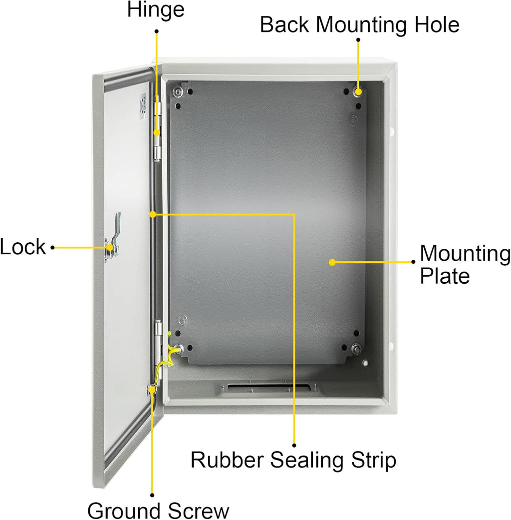 NEMA 4X Steel Electrical Enclosure, 12 x 8 x 8'' IP66 Waterproof N477733