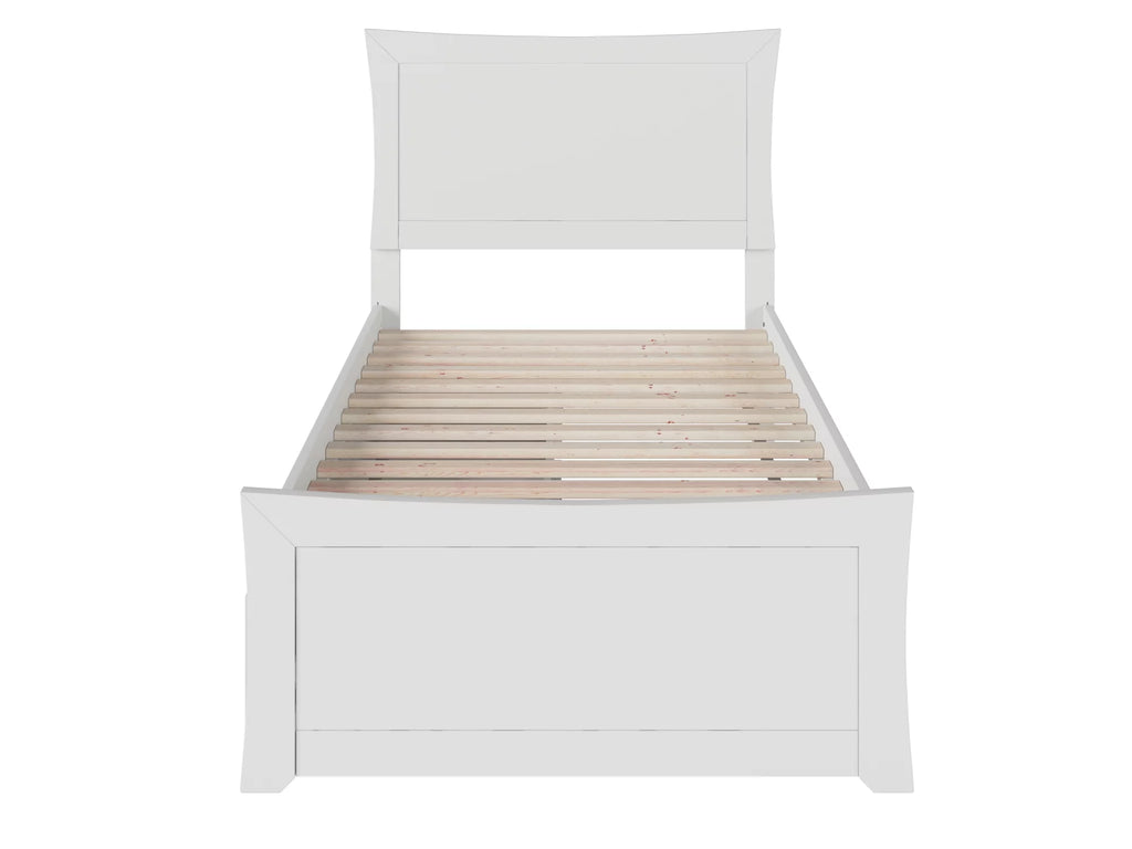 Twin XL White Wood Platform Bed with Headboard and Footboard C301
