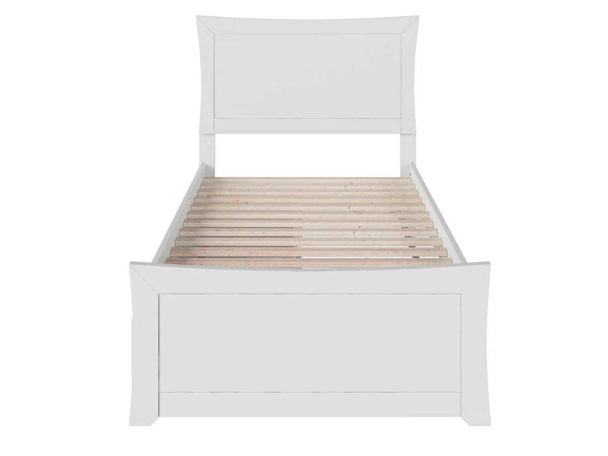 Twin XL White Wood Platform Bed with Headboard and Footboard C301