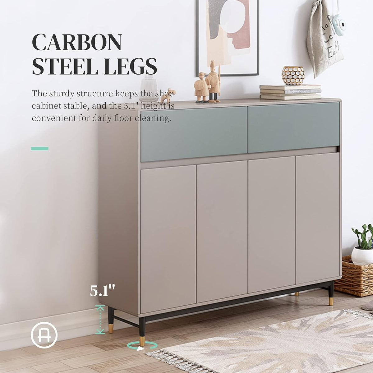Shoe Storage Cabinet with 4 Doors and Adjustable Shelves K7631