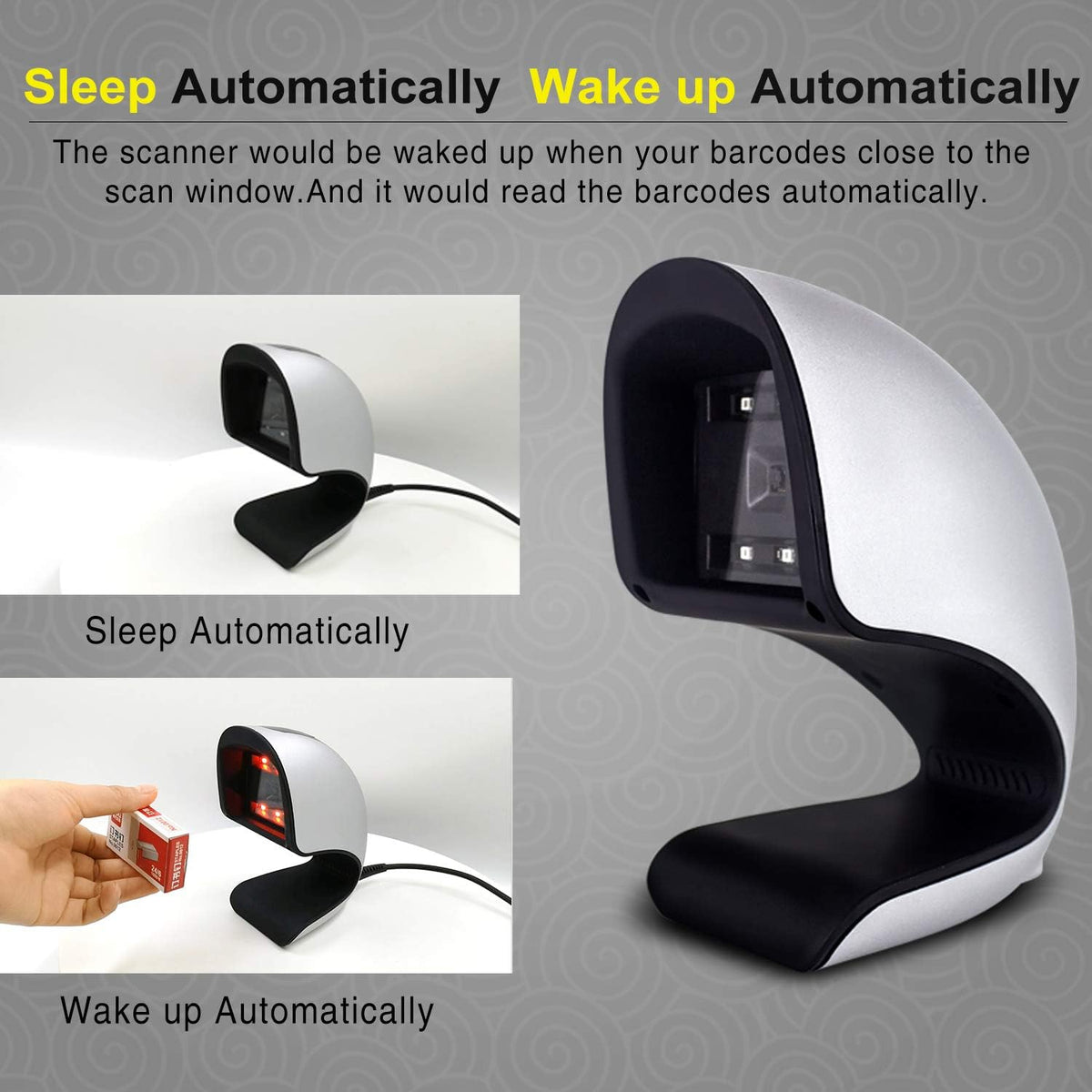 Automatic 1D 2D Omnidirectional Hands-Free USB Barcode Scanner S81947