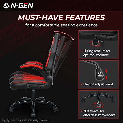 Black Ergonomic PU Leather Computer Chair with Lumbar Support J180