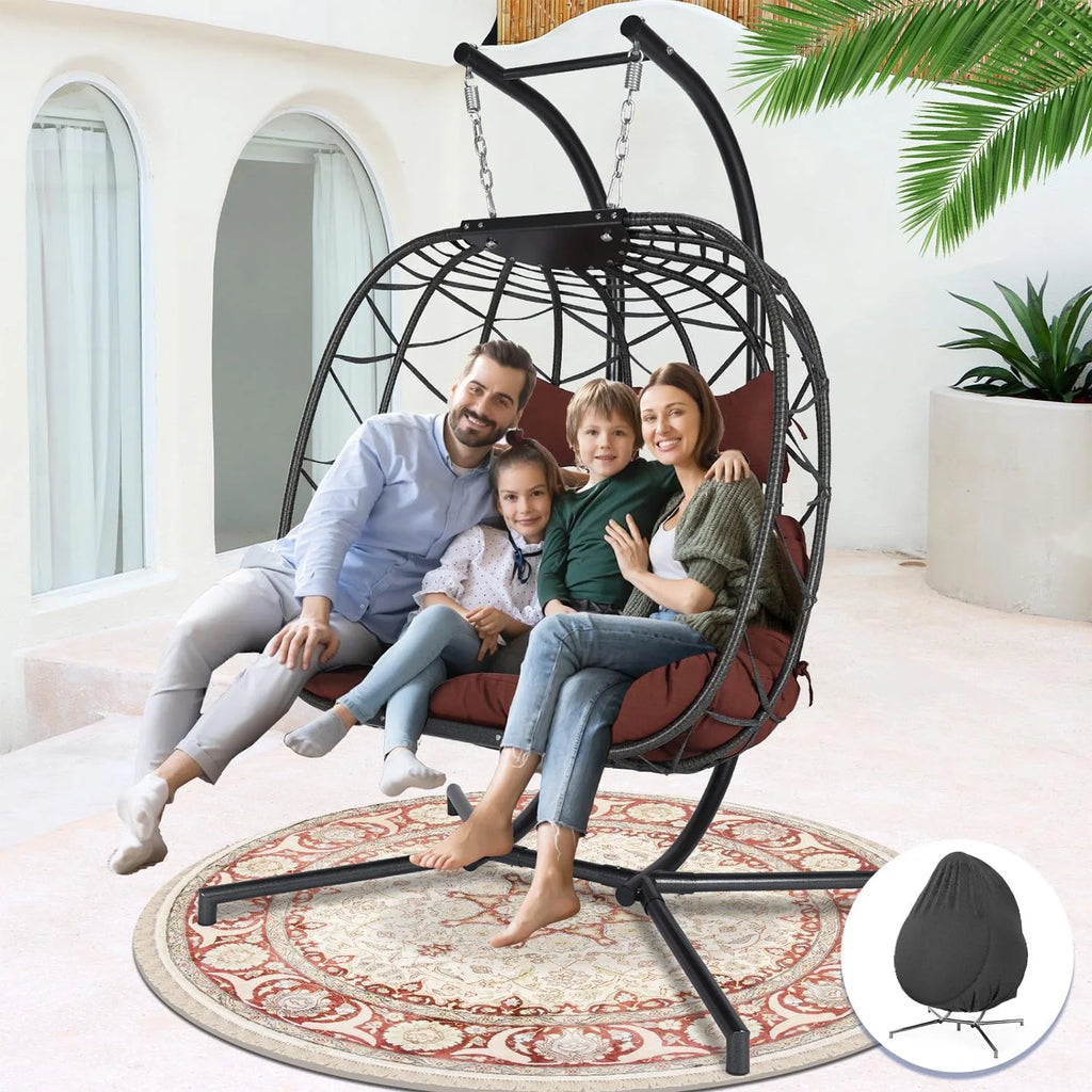 2 Seater Gray Swing Chair with Stand Y343