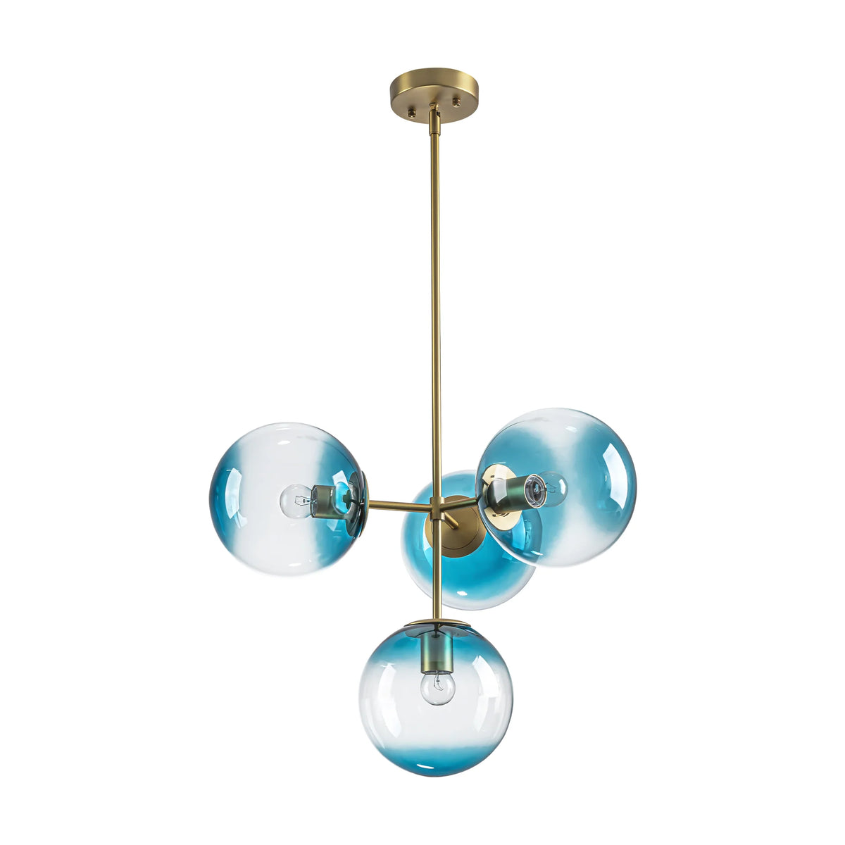4-Light Gradient Blue Glass Chandelier Y900537