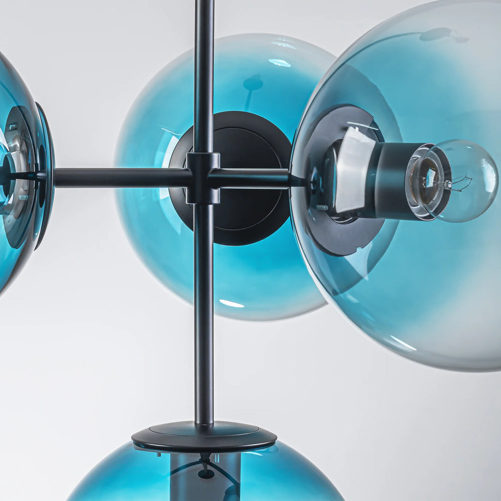 4-Light Gradient Blue Glass Chandelier Y900537