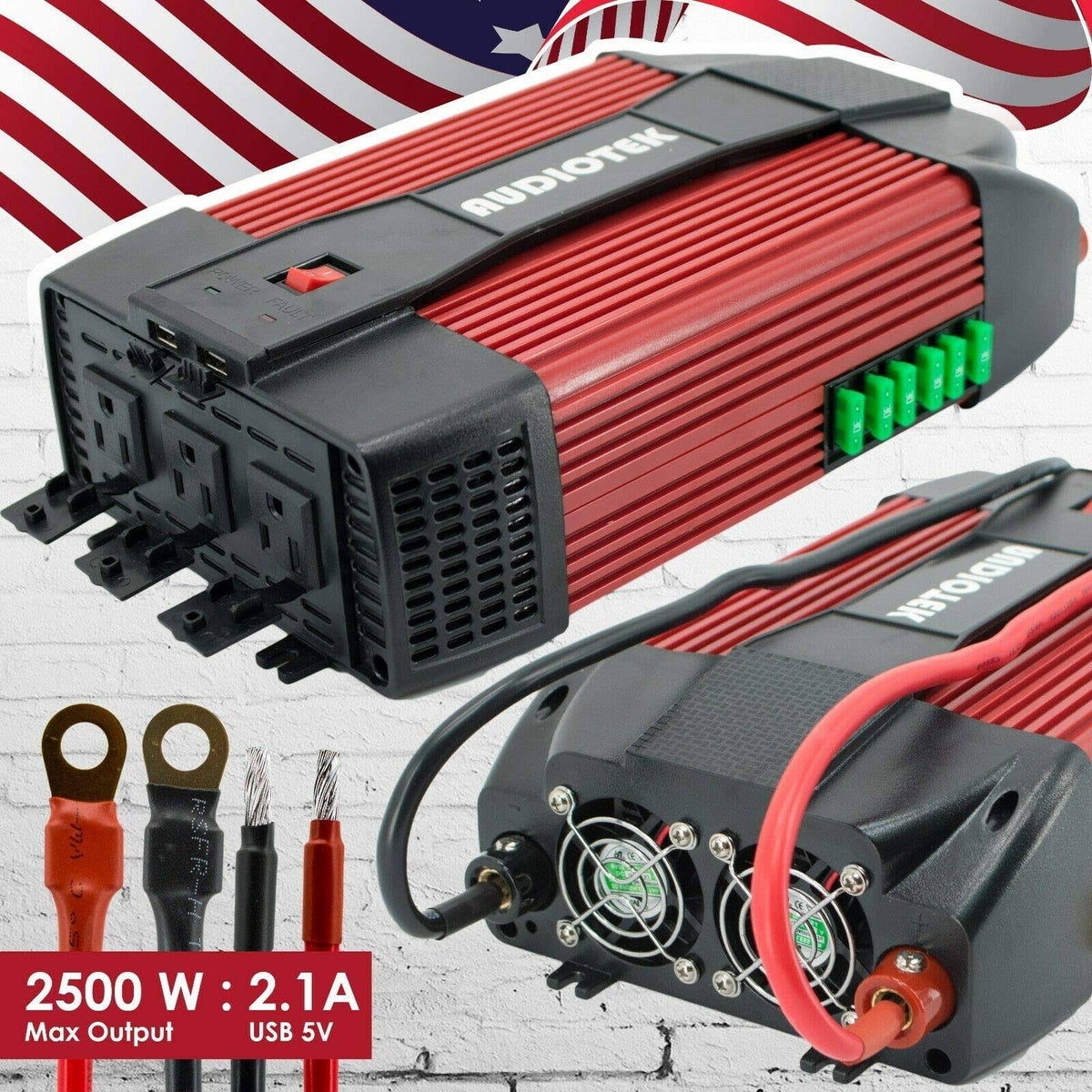 2500W Power Inverter DC 12V AC 110V USB Port Charger X7123