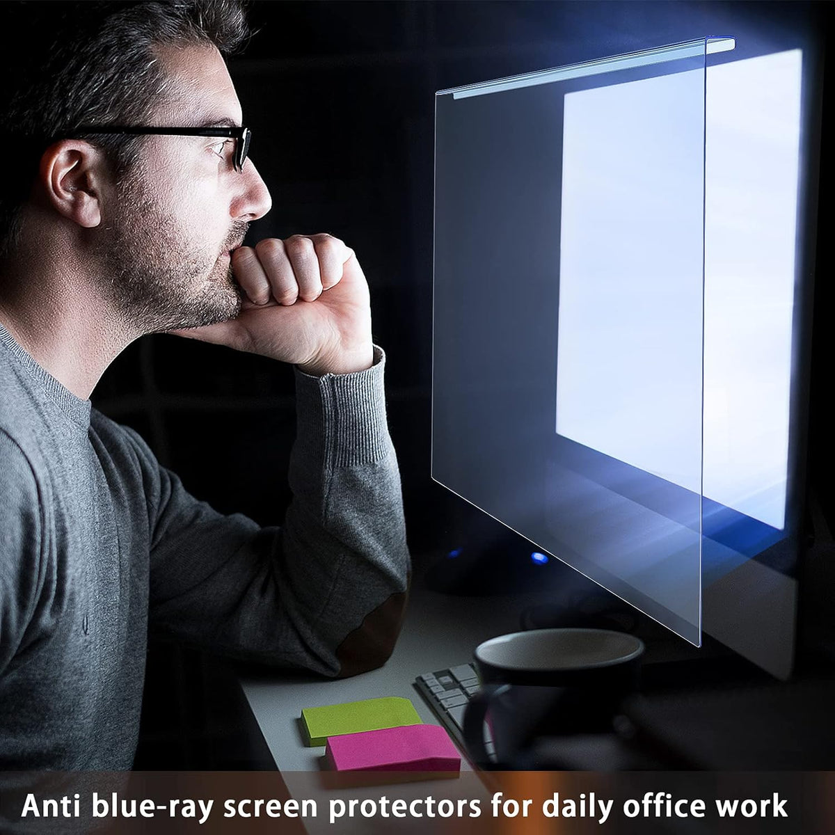 Blue Light Blocking Screen Protector for 23 and 24” Widescreen Monitors, Universal Size (21.3"x13.4") Pack of 2 N396365