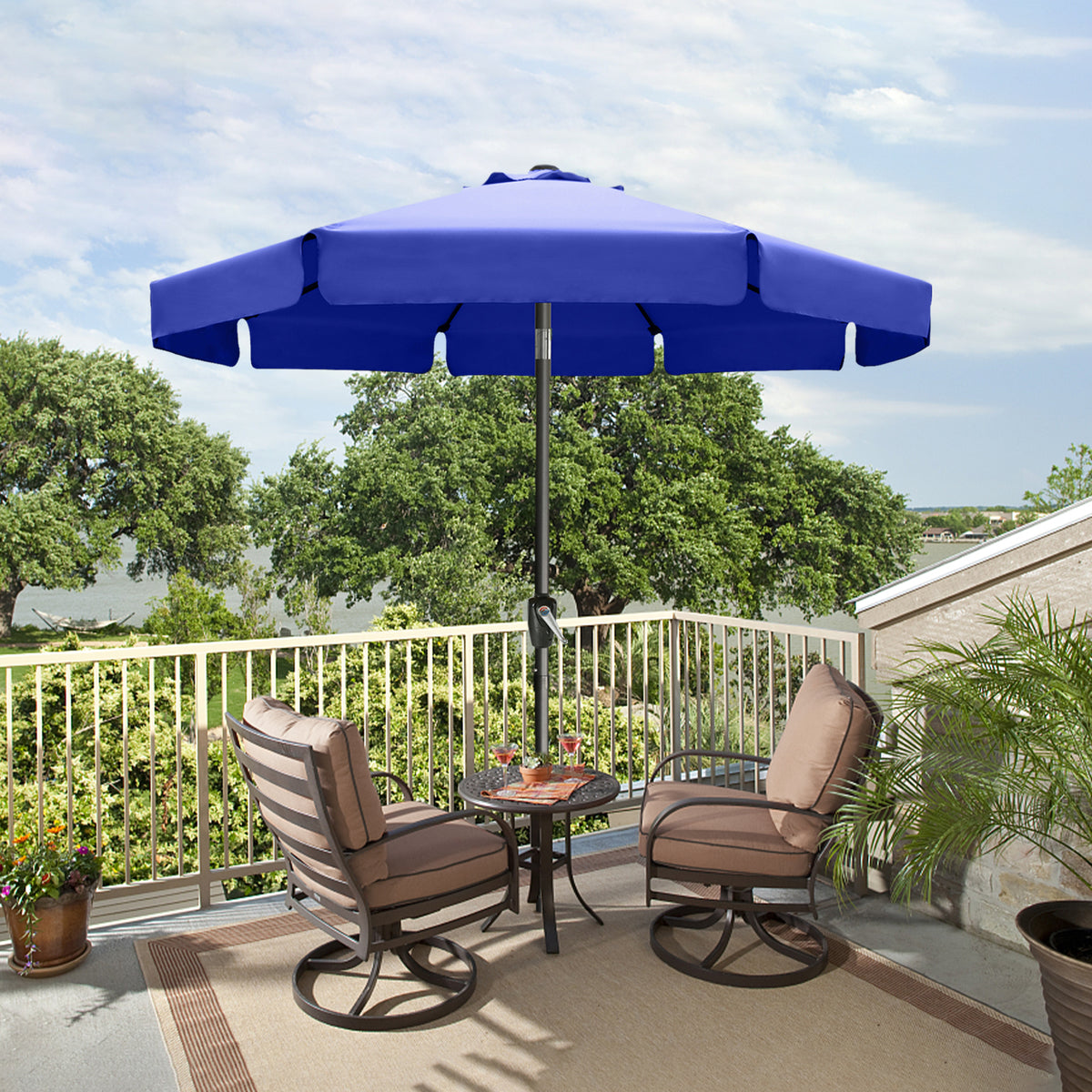 Blue Outdoor Market Patio Umbrella with Push Button Tilt N6892