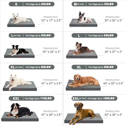 Extra Large Waterproof Egg Crate Foam Dog Bed with Removable Washable Cover R798601