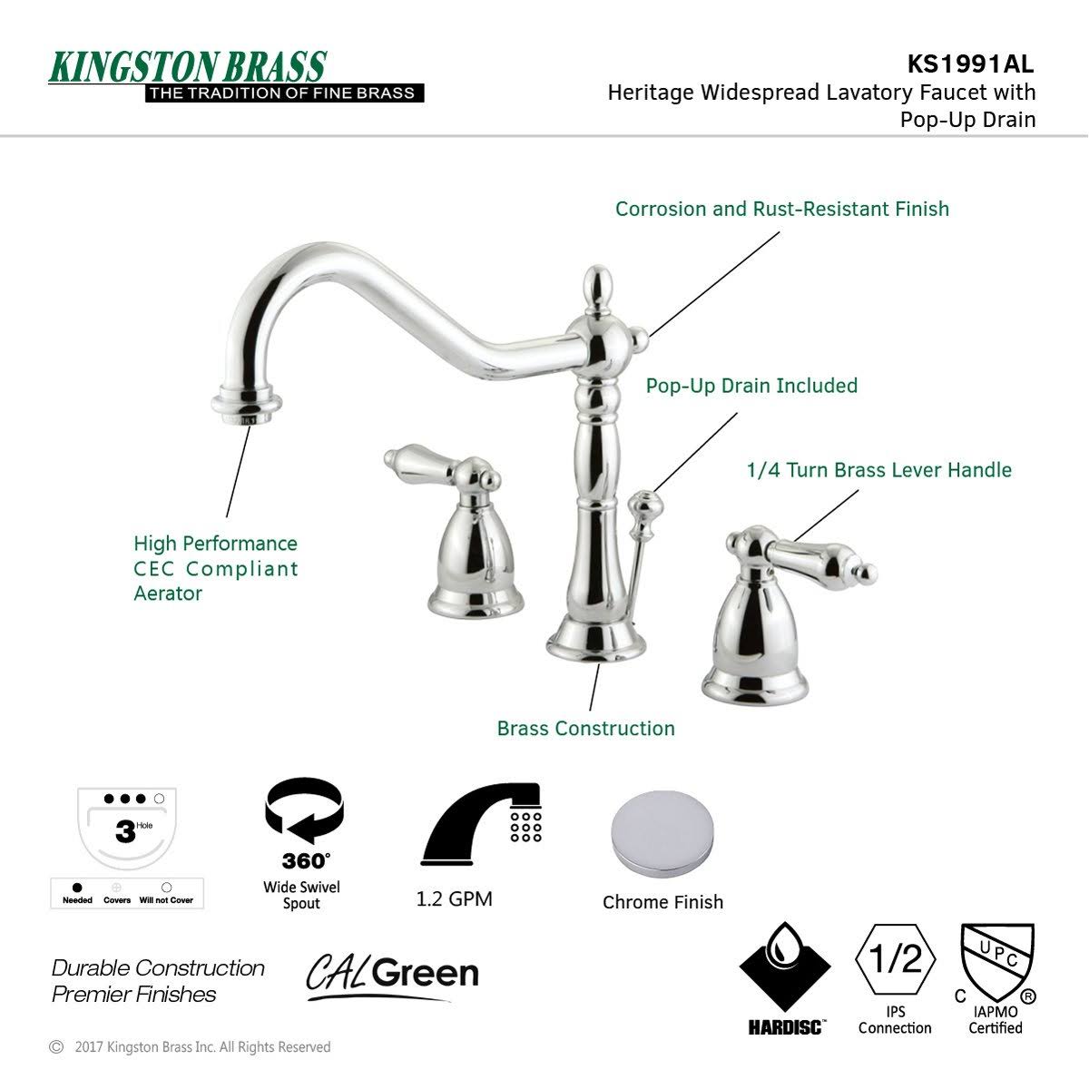 Oil Rubbed Bronze Widespread Lavatory Faucet with Pop-Up P541110
