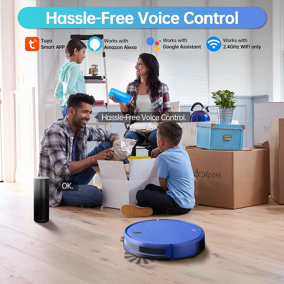 Robot Vacuum and Mop Combo 230ML Water Tank Blue E288771