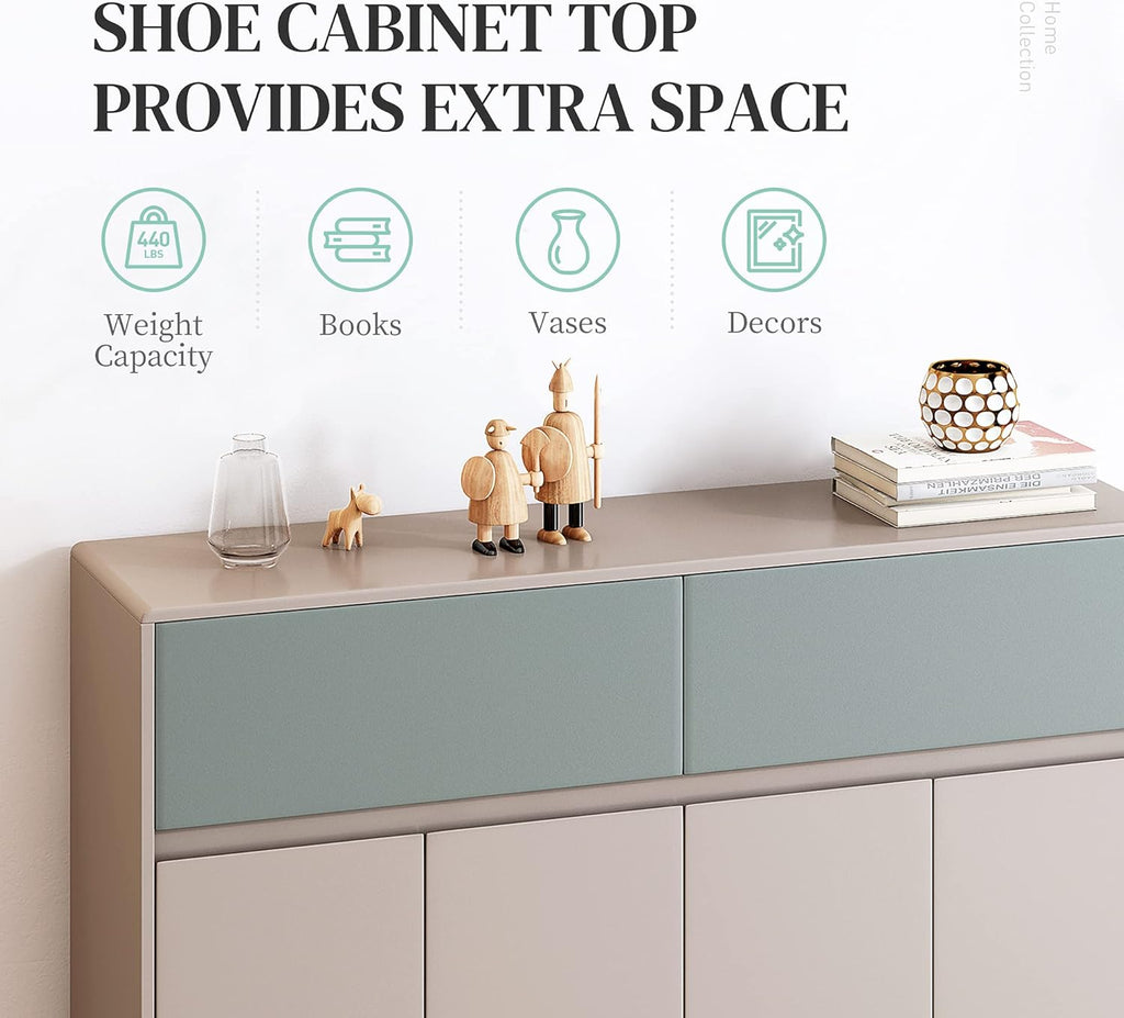 Shoe Storage Cabinet with 4 Doors and Adjustable Shelves K7631