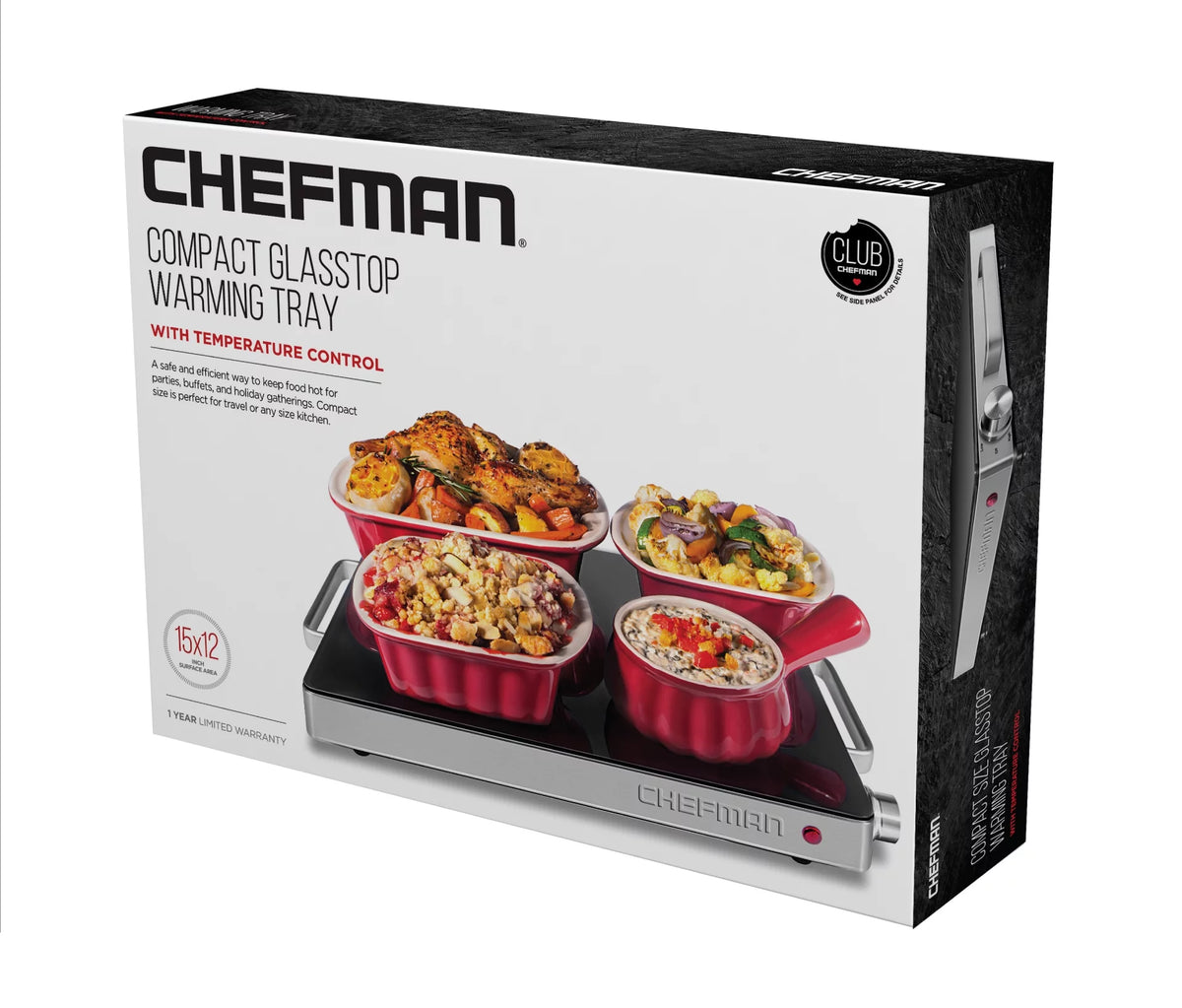 Compact Glasstop Warming Tray with Adjustable Temperature Control E1606