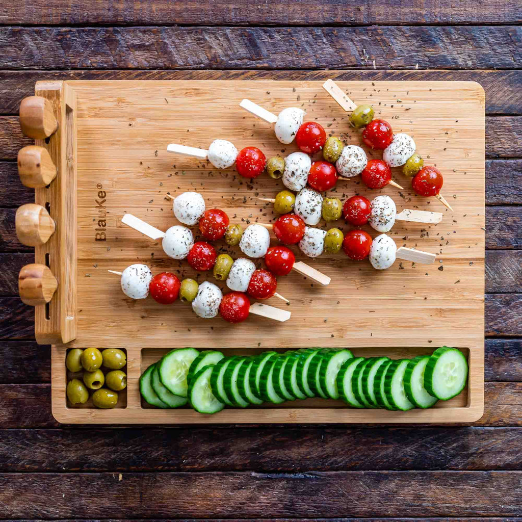 Bamboo Cheese Board and Knife Set 14x11 inch with 4 Cheese Knives P129633