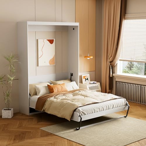 White Twin Size Murphy Wall Bed V15344