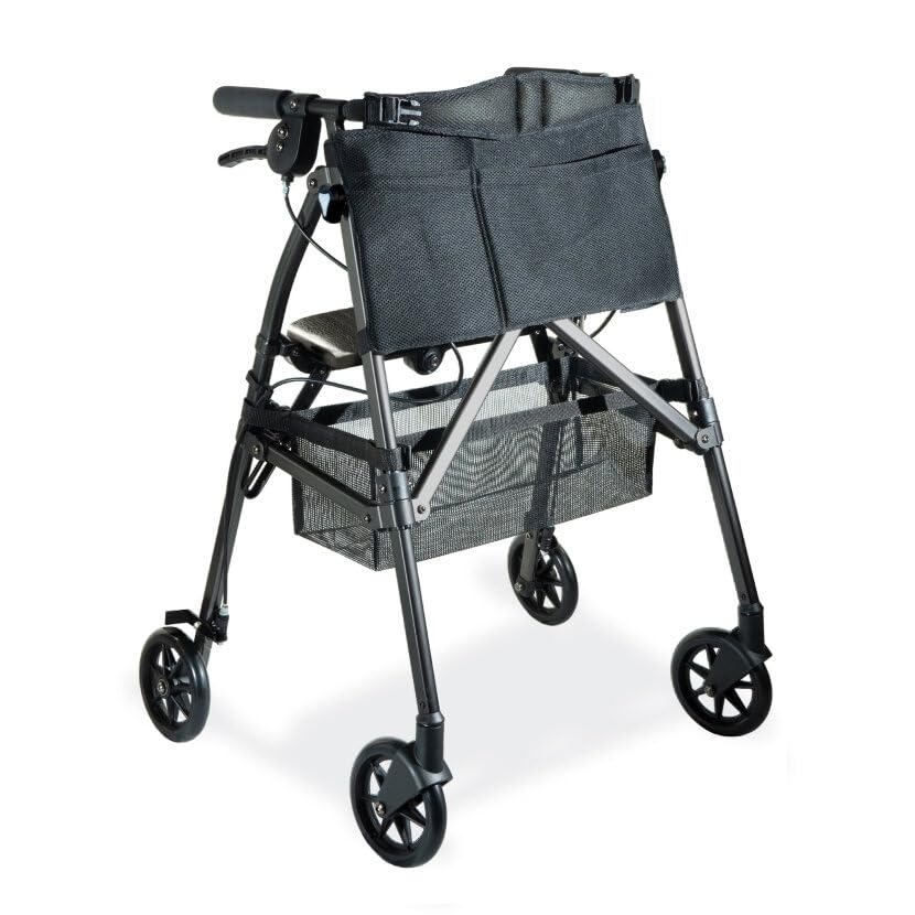 Cobalt Blue Lightweight Folding Rollator with Wheels and Seat D6278