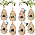 8 Pack 9.45 x 4.33 Inch Hand Woven Natural Fiber Hummingbird Nest Houses X204733