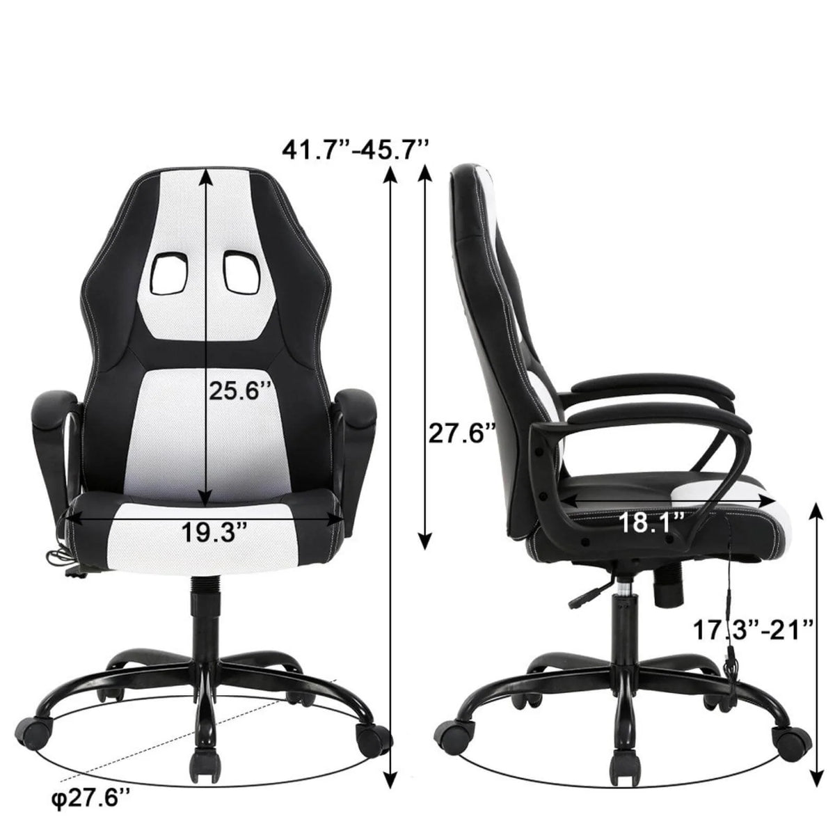 Black Adjustable PU Leather Gaming Chair H2642