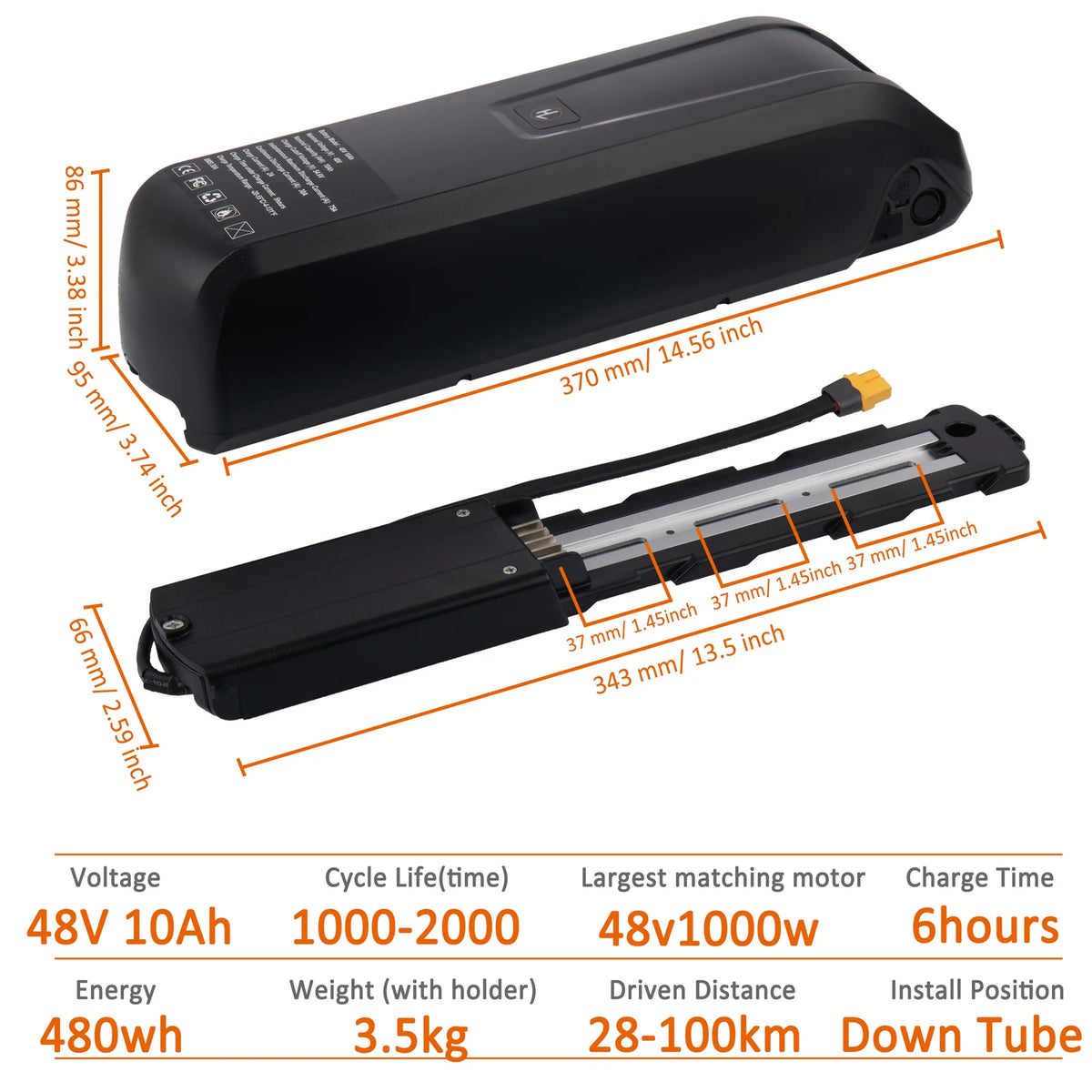 48V 10Ah Lithium Ebike Battery with Charger Q9023
