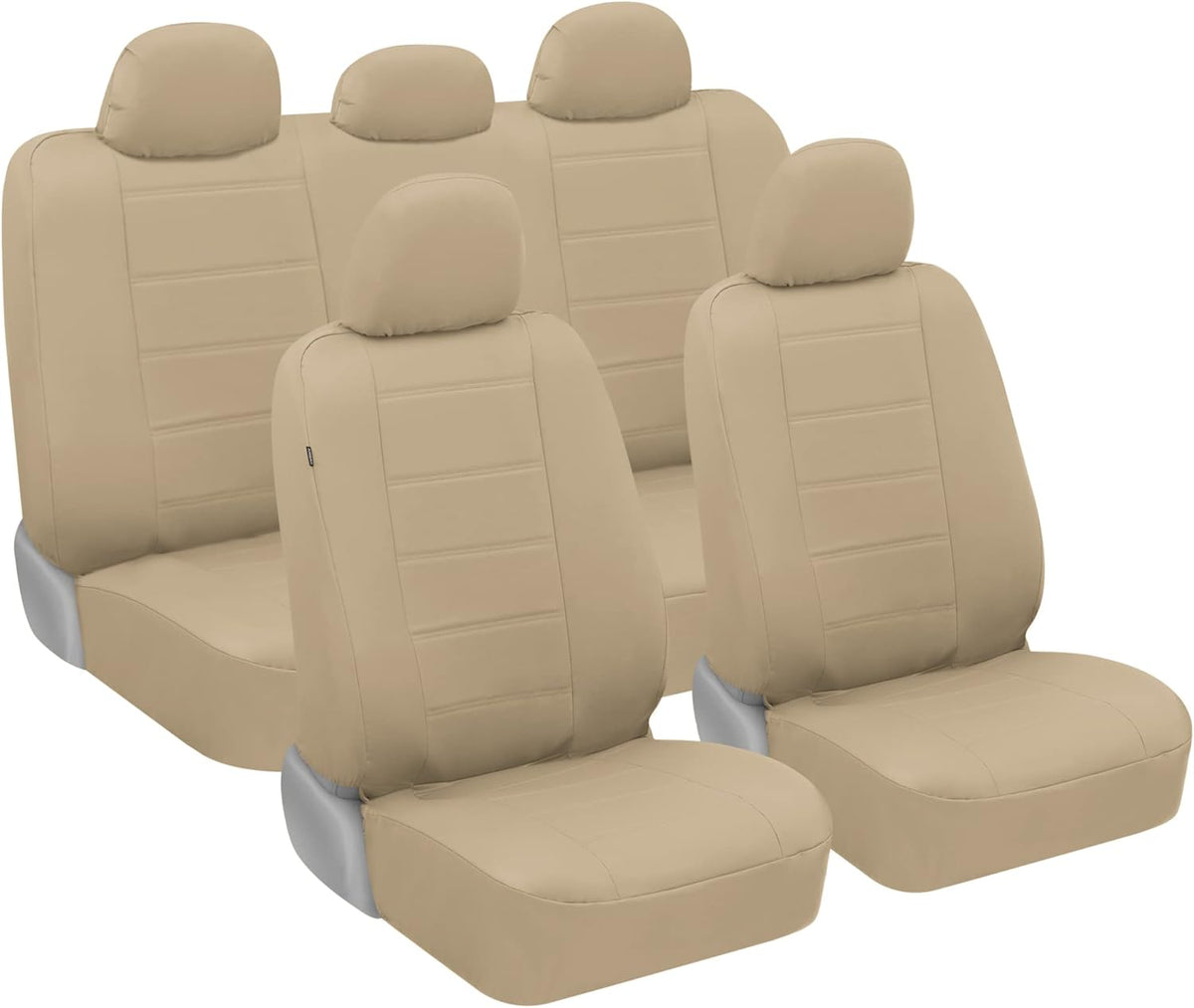 Gray Faux Leather Seat Covers Full Set Pack of 2 T89577