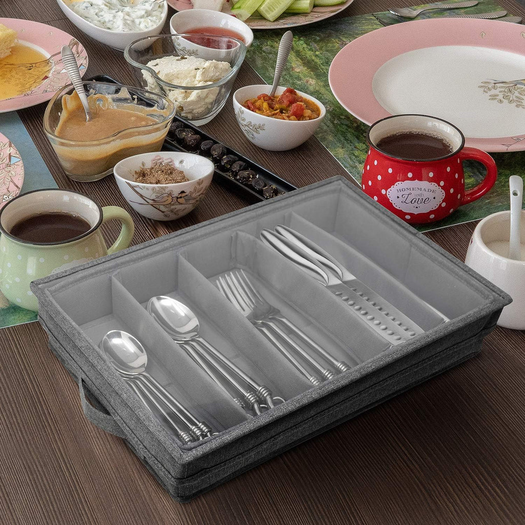 Gray Flatware Storage Chest with Clear Lid P105583