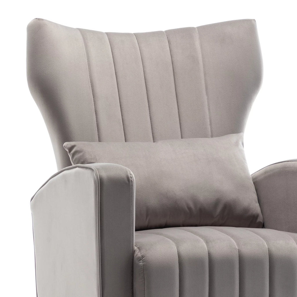 Velvet Upholstered Rocking Chair with Metal Legs G795628