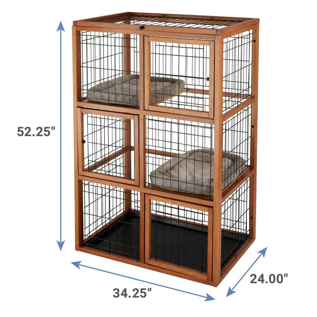 Collapsible Wood & Wire Cat Cage Playpen N793