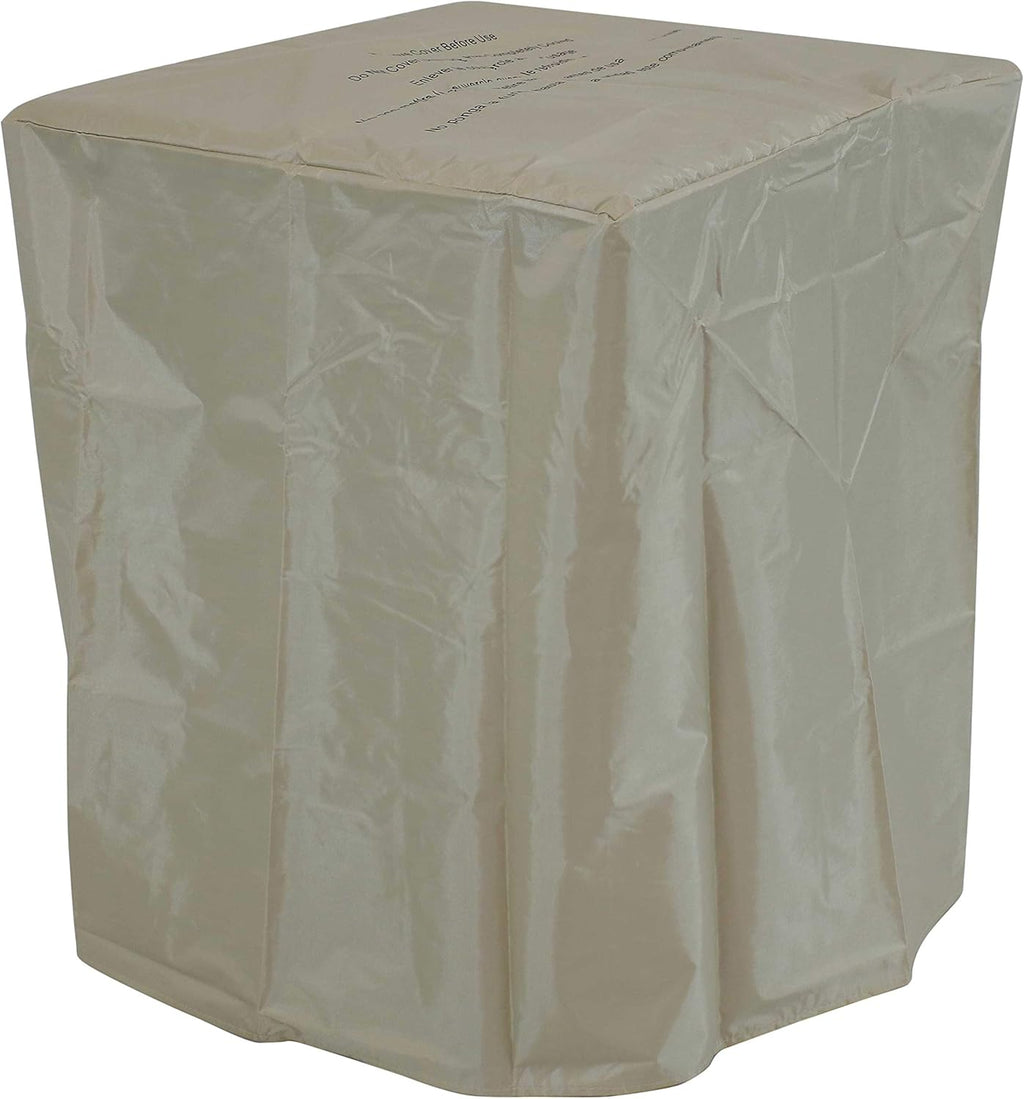 Square Outdoor Propane Gas Fire Pit Table with Weathered Wood Look, Cast Stone, 25 Inches Tall V64029