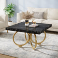 31.5 Inch Square Black Faux Marble Coffee Table J4859