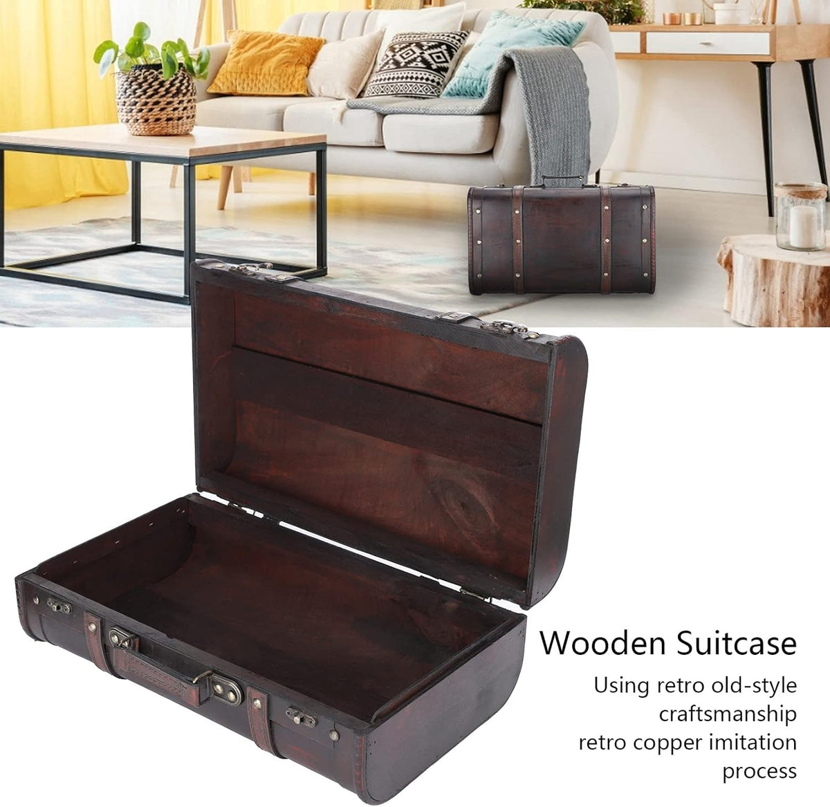 Antique Wooden Suitcase M6347